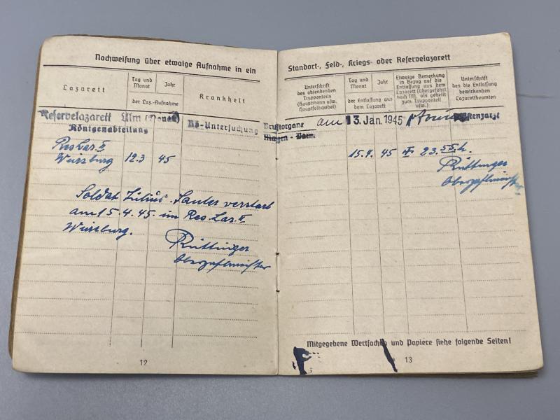 German Army Soldbuch Soldat Julius Sauter KIA Würzburg 1945