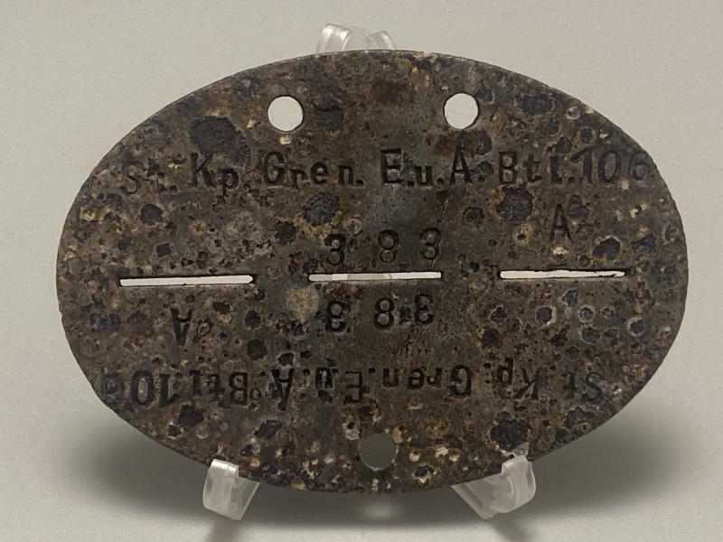 German Army ID Tag St.Kp.Gren.E.u.A.Btl.106 15th Infantry Division