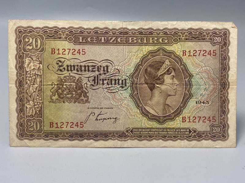 Luxemburg 20 Francs Banknote 1943