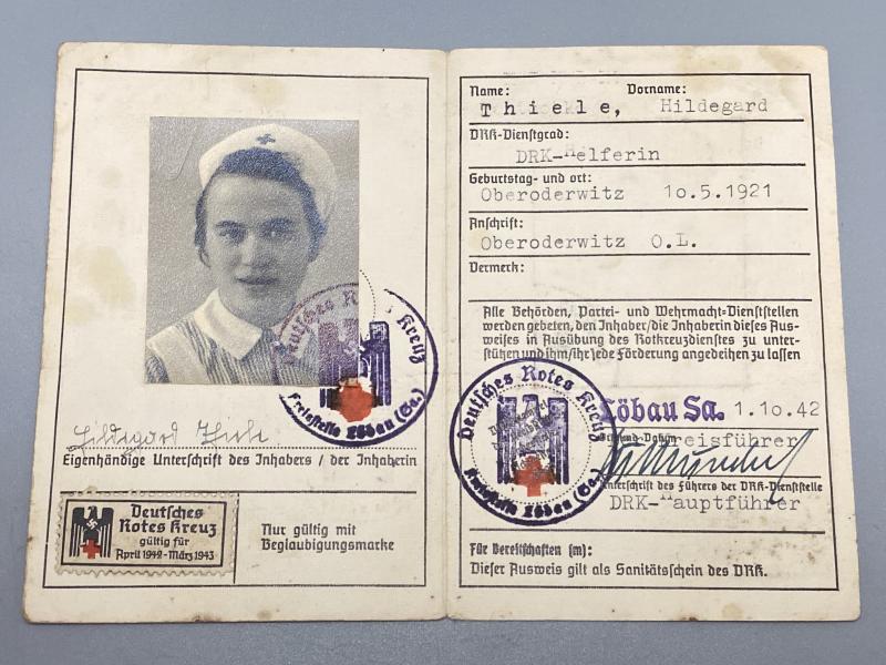 DRK Membership Book Helferin Hildegard Thiele