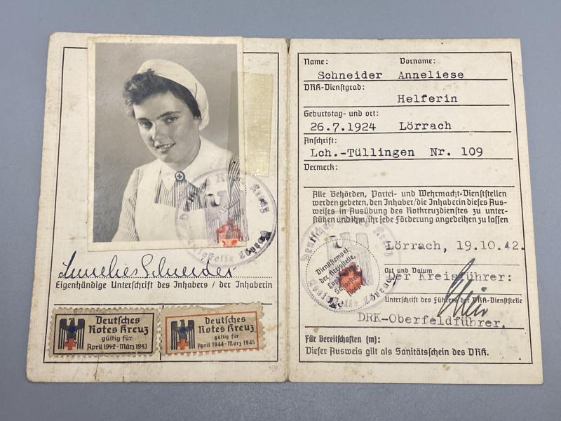 DRK Membership Book Helferin Anneliese Schneider