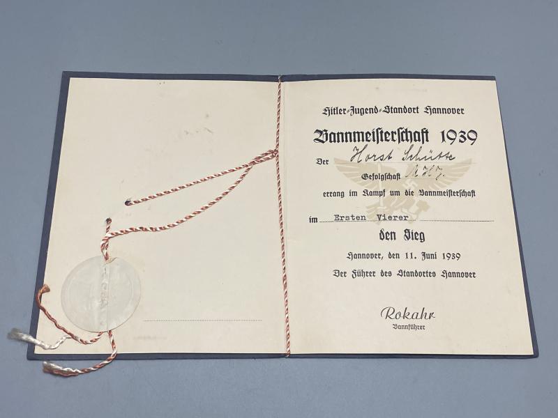 Hitler Youth Award Booklet Bannmeisterschaft 1939