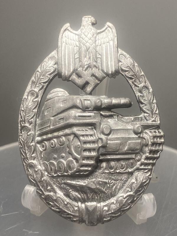 Assmann Marked Hollowback Silver Panzer Assault Badge