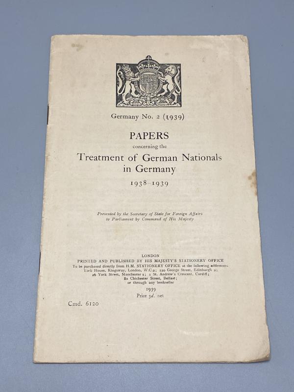1938-1939 Papers Concerning the Treatment of German Nationals in Germany HMSO 1939 Print