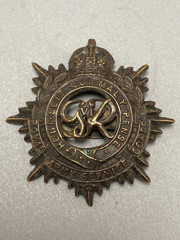 Bronze WW2 British Royal Army Service Corps Officers Cap Badge