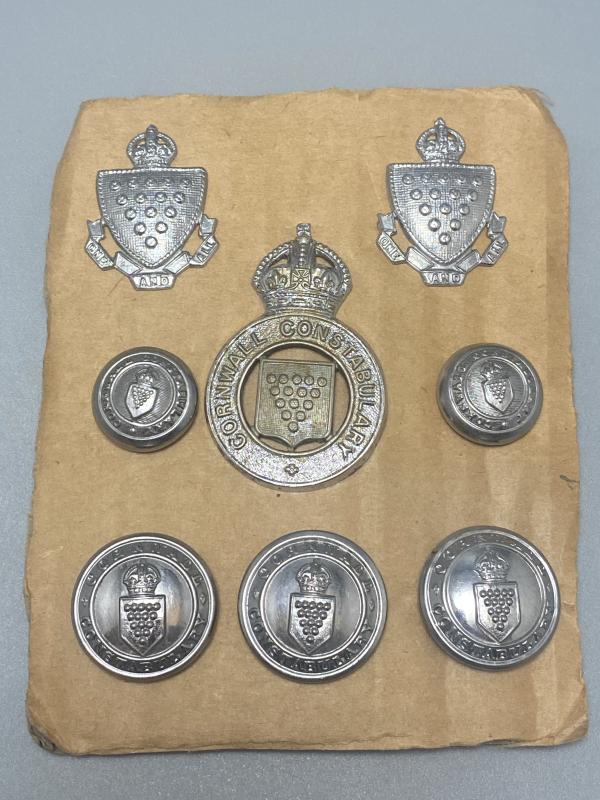 Kings Crown Cornwall Constabulary Cap Badge & Insignia Set
