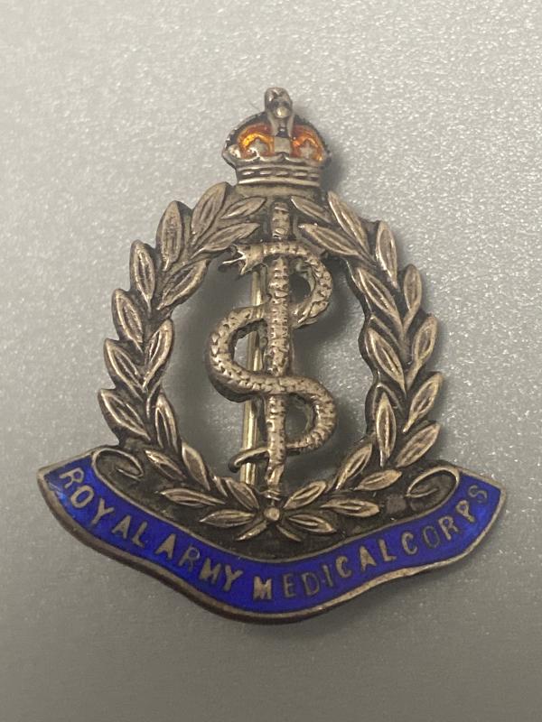 WW2 Period Sterling Silver & Enamel Royal Army Medical Corps Sweetheart Badge