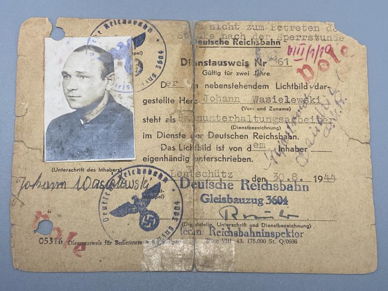 WW2 Polish Workers Card Reichbahn Operative Nazi Occupation