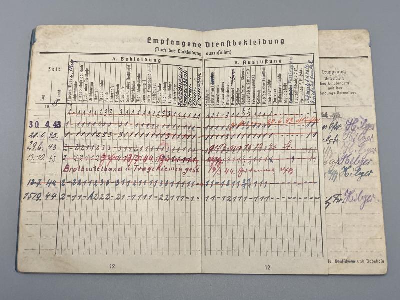 German Luftwaffe Soldbuch Hauptfeldwebel Ludwig Hilger Nachschubkomp.21/XI