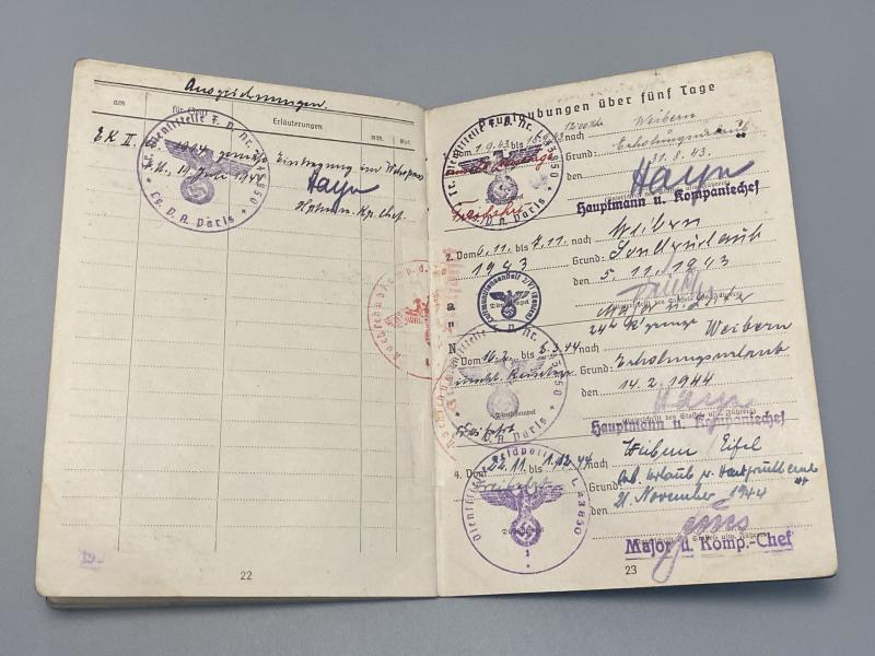 German Luftwaffe Soldbuch Hauptfeldwebel Ludwig Hilger Nachschubkomp.21/XI