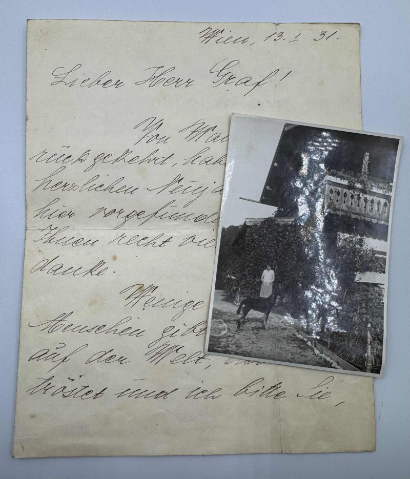 Handwritten Letter From Paula Hitler to Ulrich Graf With Photo