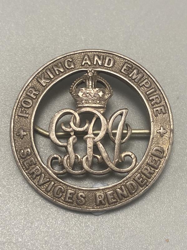 WW1 Solid Silver Services Rendered Wound Badge Issue 50466