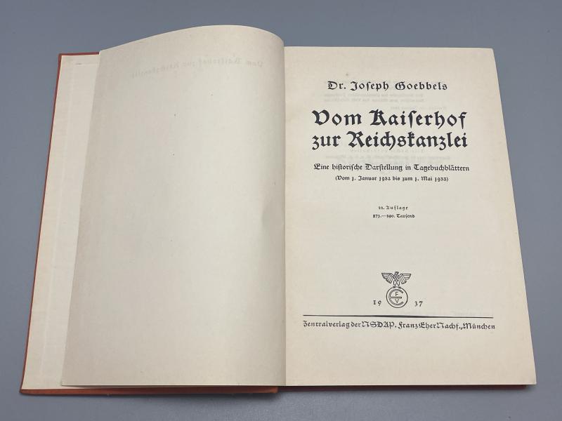 Dr. Joseph Goebbels “Vom Kaiserhof Zur Reichskanzlei” Diaries 1937 Print