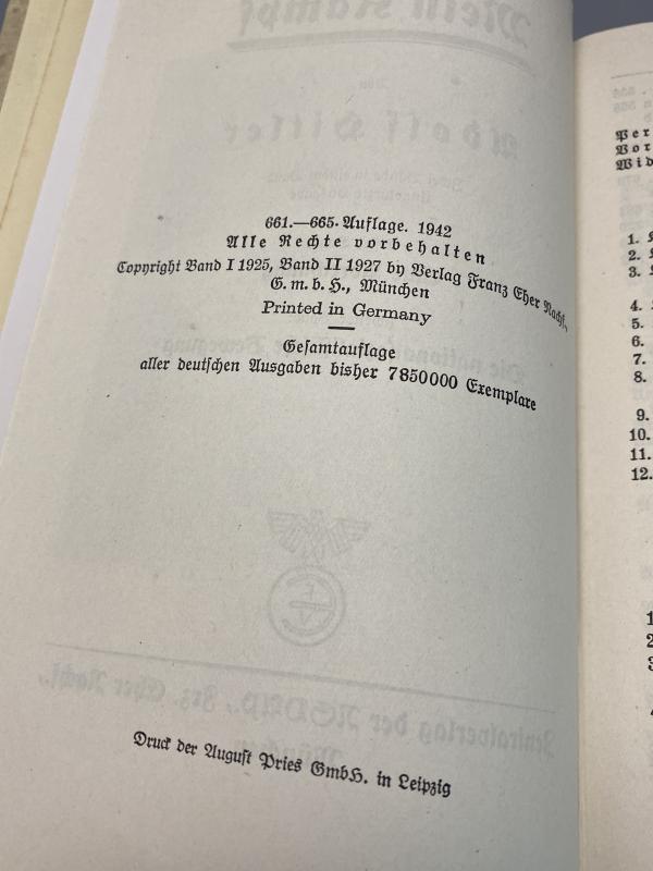 1942 Print Adolf Hitler Mein Kampf Wedding Edition Volklingen Saar
