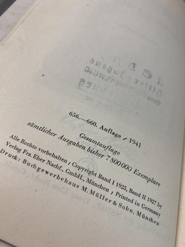 1941 Print of Adolf Hitlers Mein Kampf with Dustcover