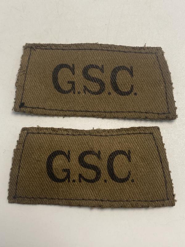 WW2 Printed General Service Corps Slip on Epaulette Titles