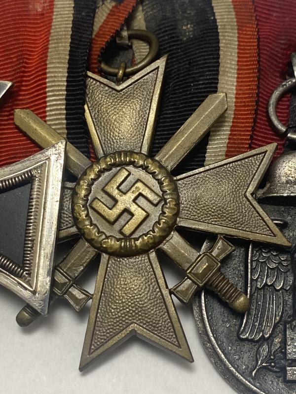 Three Placement Mounted Medal Bar EK2, KVK2, Ostmedaille