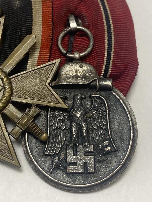 Three Placement Mounted Medal Bar EK2, KVK2, Ostmedaille