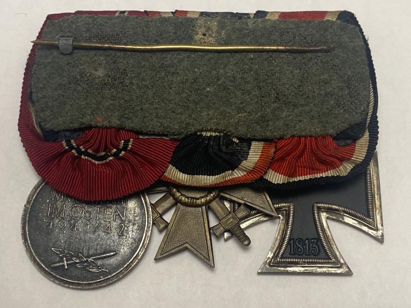 Three Placement Mounted Medal Bar EK2, KVK2, Ostmedaille