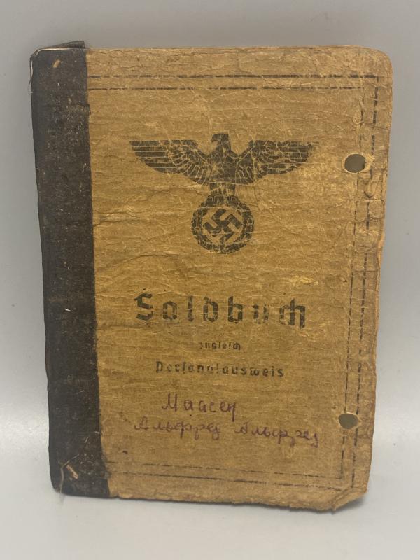 German Army Soldbuch Ob.Gefr Alfred Maassen 3./Bb.49 Artillery