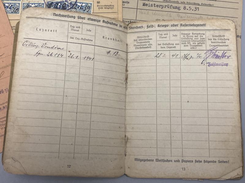 German Army Soldbuch Group Unteroffizier Paul Schmidt A.R.187