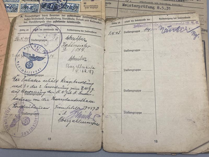 German Army Soldbuch Group Unteroffizier Paul Schmidt A.R.187