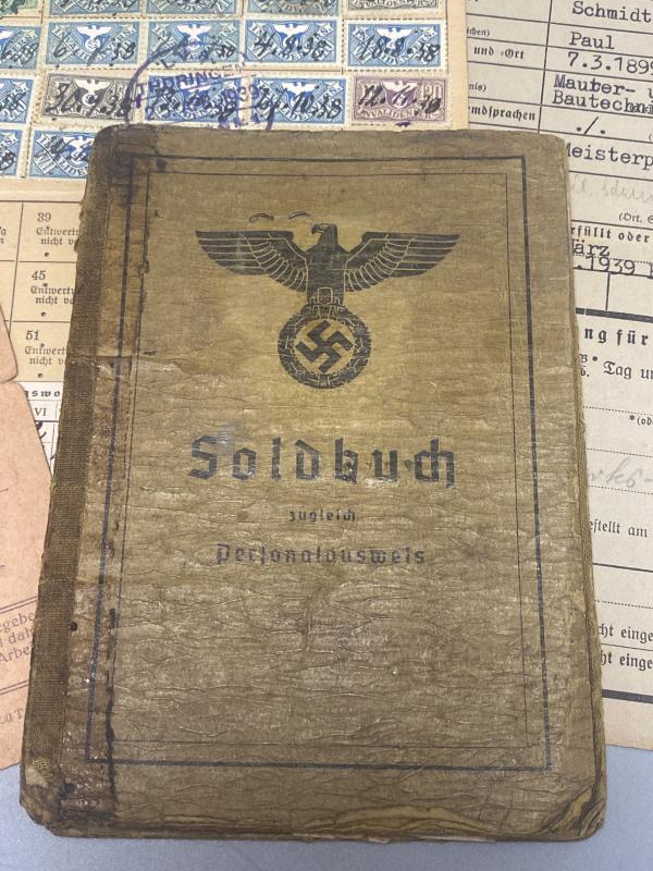 German Army Soldbuch Group Unteroffizier Paul Schmidt A.R.187