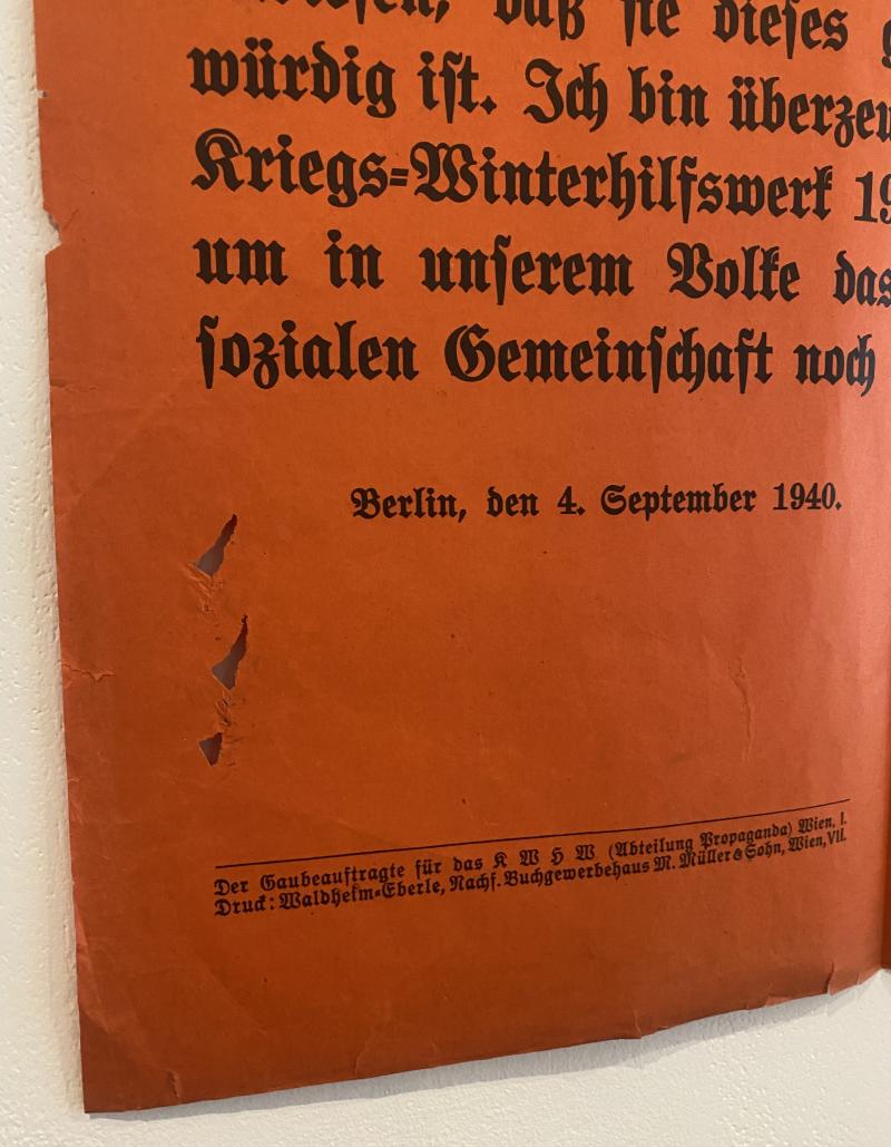 1940/41 WHW Charity Relief Poster