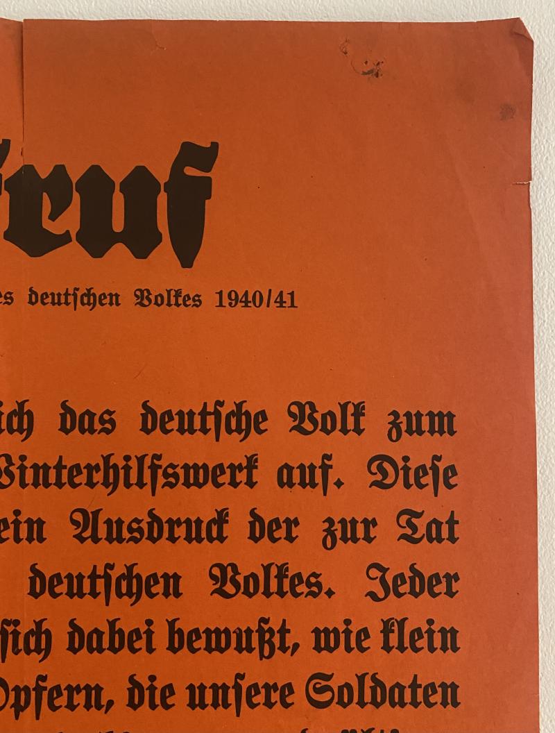 1940/41 WHW Charity Relief Poster