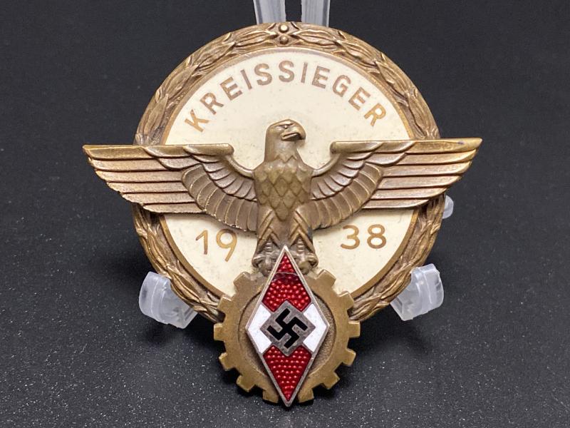 Hitler Youth 1938 Kreissieger Badge Gustav Brehmer