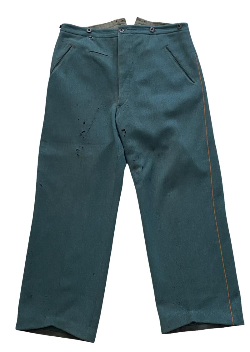WW2 German Schutzpolizei Straight Leg Trousers Orange Piped
