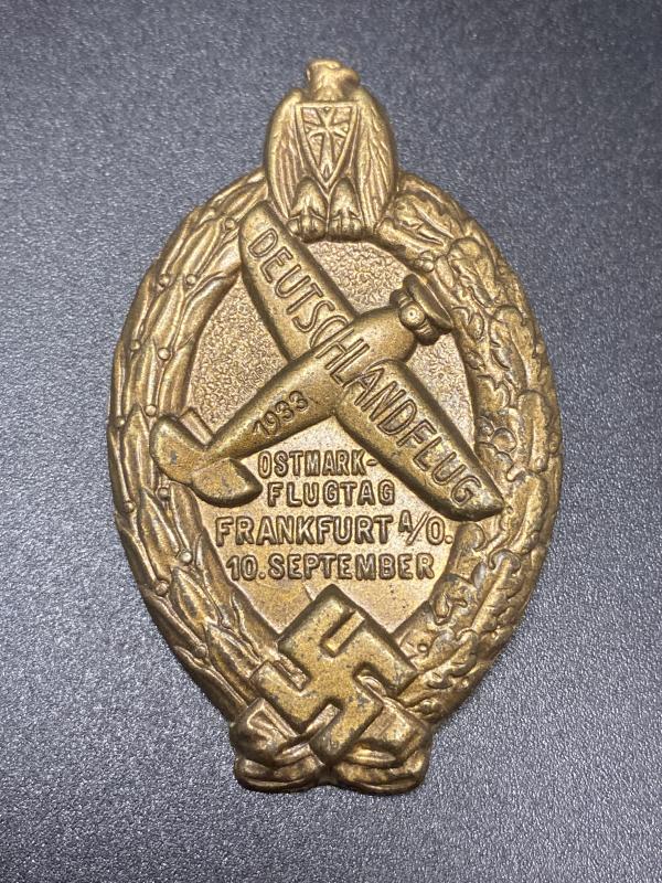 Deutschlandflug 1933 Ostmark Flugtag Frankfurt Day Badge