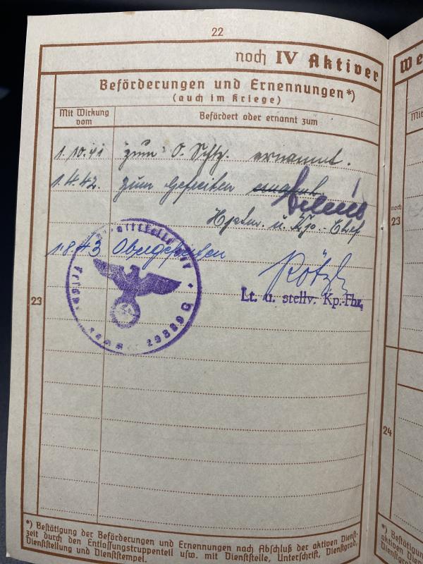 German Army Wehrpass KIA Russia 1944 Obergefreiter Georg Tripp 1./Div.Füs.Btl.131