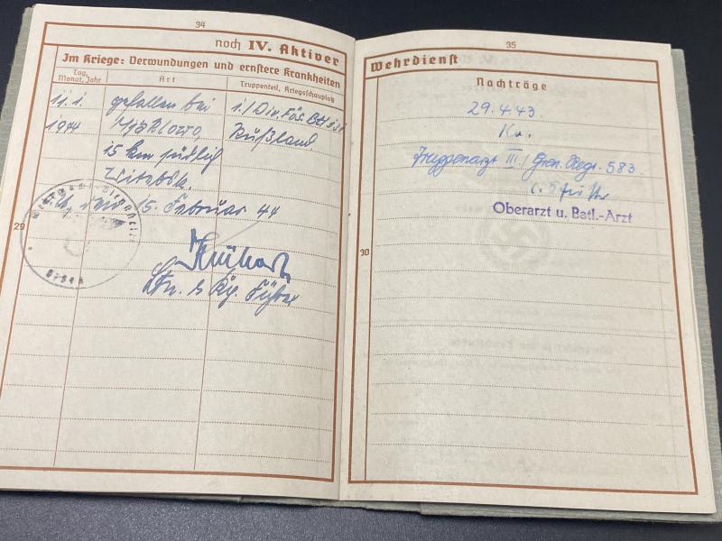 German Army Wehrpass KIA Russia 1944 Obergefreiter Georg Tripp 1./Div.Füs.Btl.131