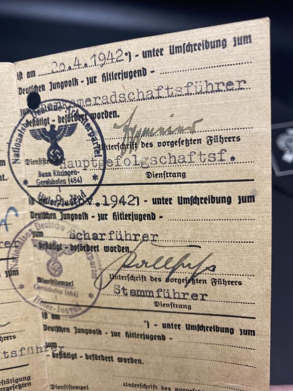 HJ Fuhrerausweis Leonhard Schirmer With Leistungsbuch & Woven Silver Proficiency Badge