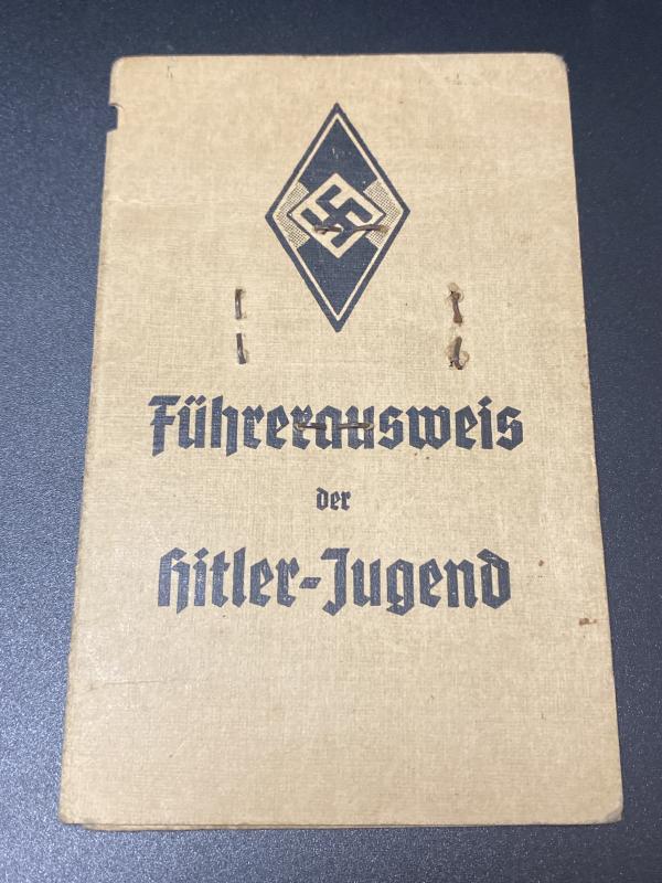 HJ Fuhrerausweis Leonhard Schirmer With Leistungsbuch & Woven Silver Proficiency Badge