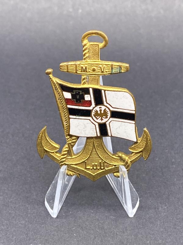 WW1 Imperial German Navy Veterans Brass & Enamel Badge
