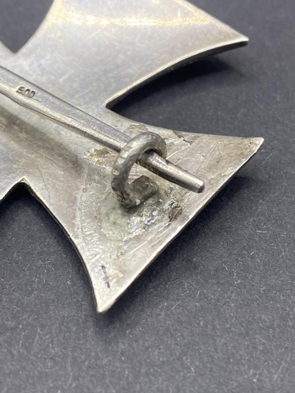 WW1 Iron Cross First Class Silver Frame Marked 800 Vaulted Variant