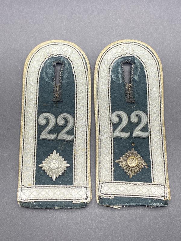 German Army Feldwebel Shoulder Boards Infantry Regiment 22