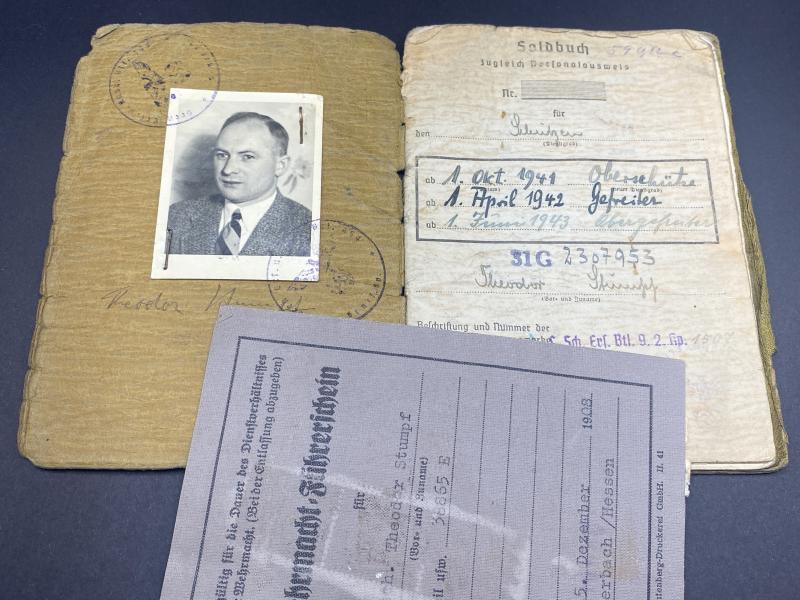 German Army Soldbuch Obergefreiter Theodor Stumpf Inf.Regt.158