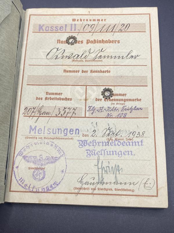 Luftwaffe Wehrpass Unteroffizier Oswald Semmler