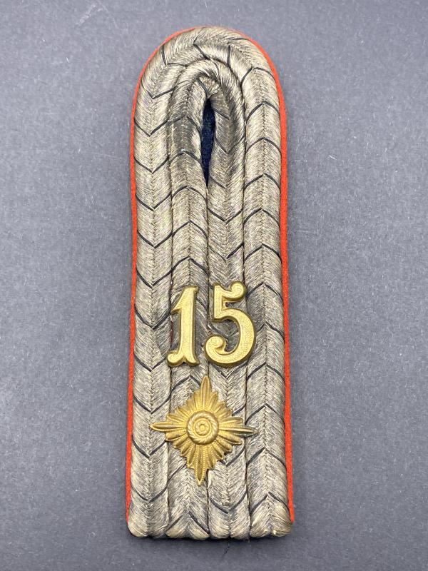 WW1 Imperial German Army Artillery Oberleutnant Shoulder Board Regiment 15