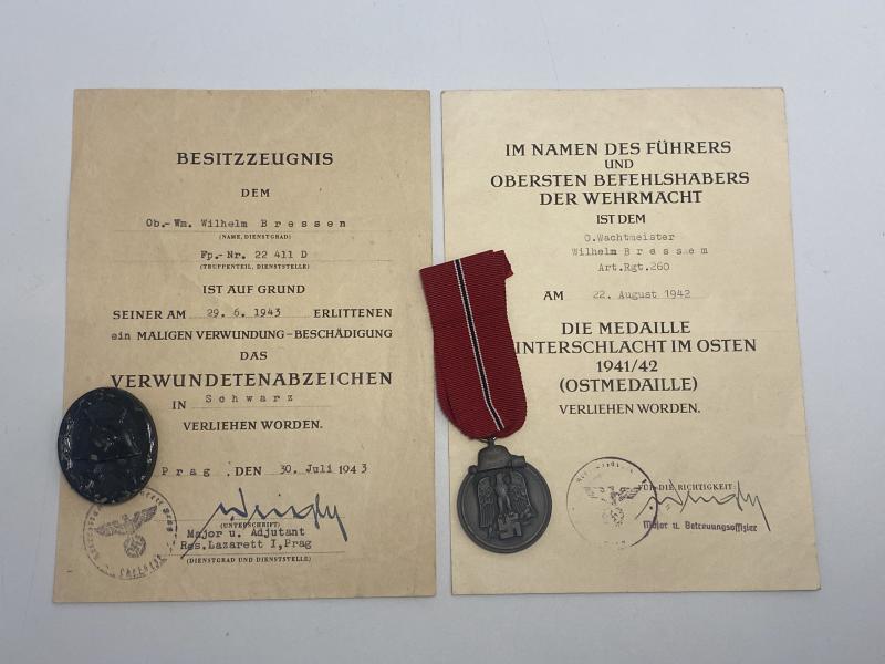 Pair of Awards Oberwachtmeister Wilhelm Bressen Art.Rgt.260