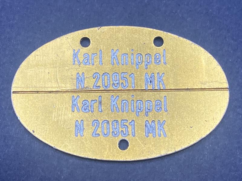 Kriegsmarine Nordsee ID Tag Karl Knippel 20951