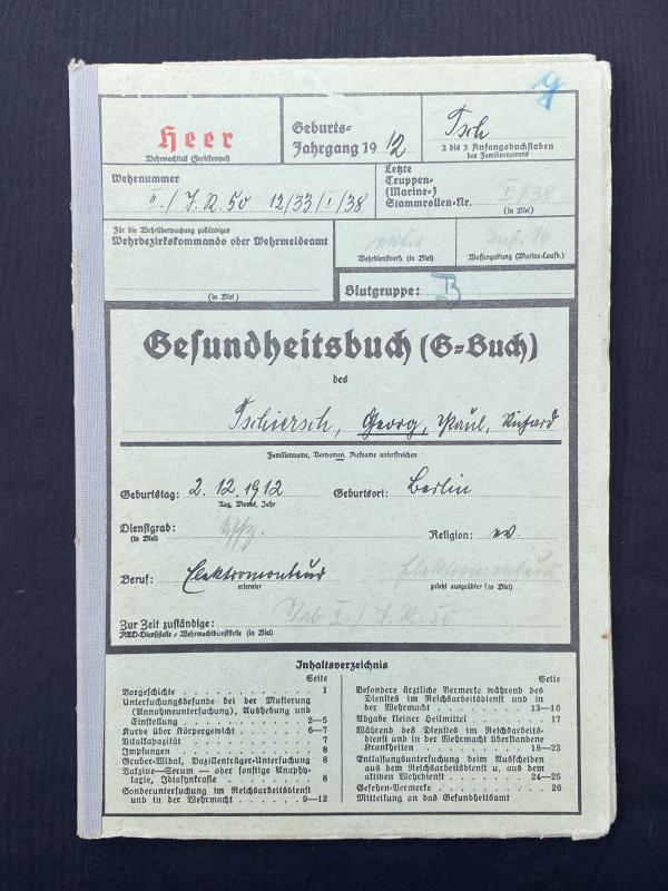 German Army Soldiers Health Record Book (Inf.Rgt.16)