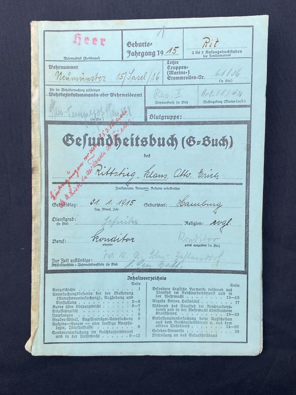 German Army Soldiers Health Record Book (Art.Regt.44(L))