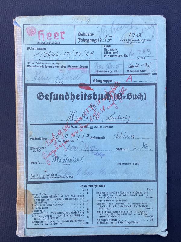 German Army Soldiers Health Record Book (Kv.393)