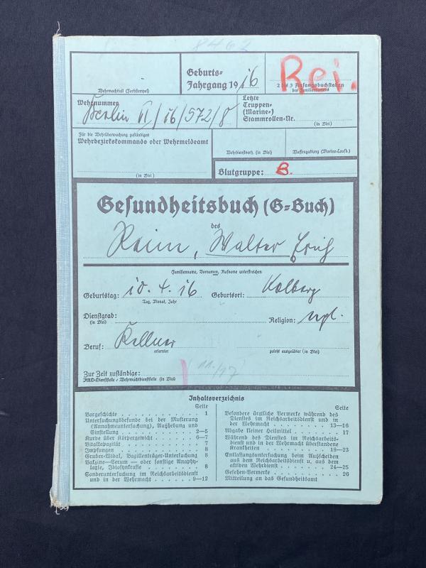German Army Soldiers Health Record Book (J.R.17)