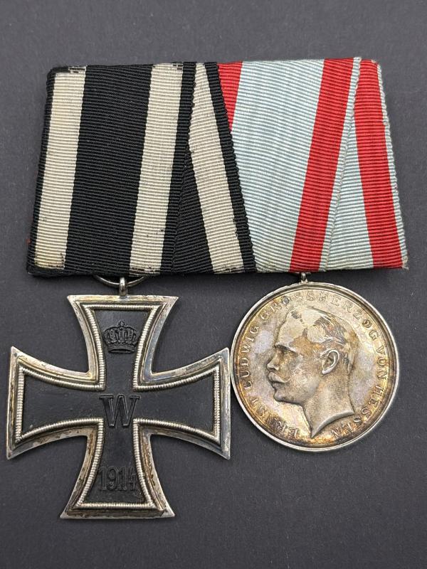 Iron Cross Second Class & Hessen Bravery Medal Ribbon Bar