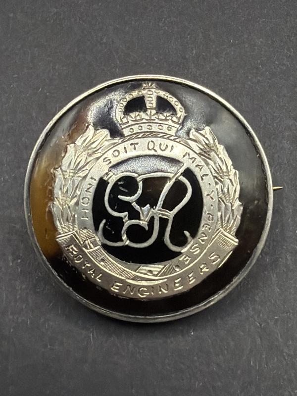 WW1 Royal Engineers Silver & Tortoise Shell Sweet Heart Badge